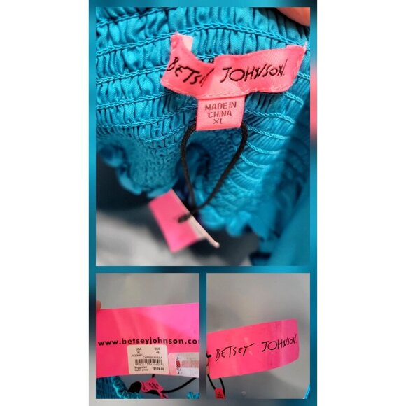 Betsey Johnson XL Blue Floral Chiffon Flowy Fairy Mini Babydoll Peplum Dress - Picture 11 of 11